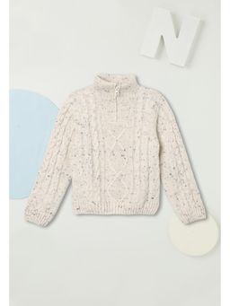 max - Boys Nappy Cable Knit Sweater - White