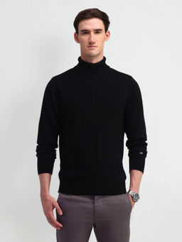 Arrow Sports - Men Black Solid Sweater