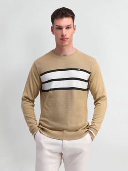 Arrow Sports - Men Beige Stripes Sweater