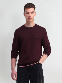 Arrow Sports - Men Maroon Solid Sweater