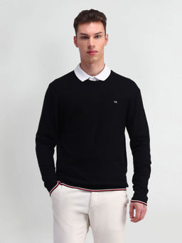 Arrow Sports - Men Black Solid Sweater