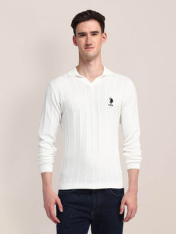 U.S. POLO ASSN. - Men Off White Textured Sweater
