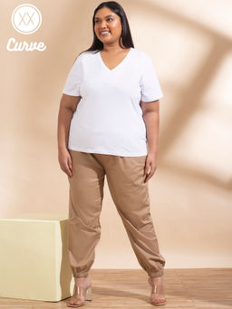 Twenty Dresses by Nykaa Fashion - Curve White Flaunt Simplicity With Basics Tshirt
