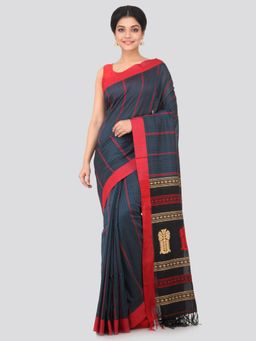 PinkLoom - Women's Cotton Saree With Unstitched Blouse Piece,Blue
