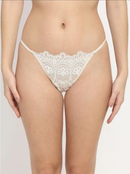 AOBA - Women White Self Design Thongs Brief Panty