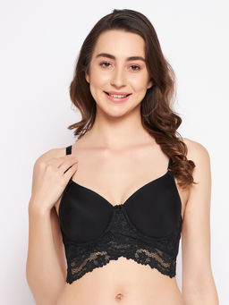 Clovia - Black Polyamide Padded Full Cup Underwired Bralette Bra