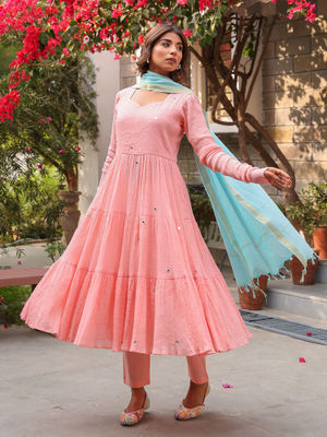 Mauve Kurta with tulip pant and dupatta