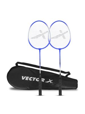 Vector X - Vxb 150 Badminton Racquet Set Aluminium Head and Steel Shaft With Full Cover - Blue