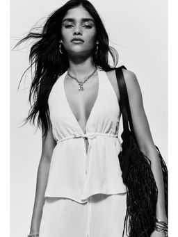 H&M - Women White Viscose Halterneck Top