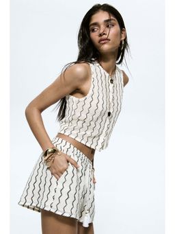 H&M - Women White Crochet-Look Waistcoat Top