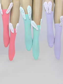 Little Surprise Box - Purple, Mint & Pink 3D Bunny Ears & Tail Socks (Pack of 3)