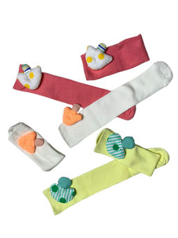 Little Surprise Box - Peach, Cream & Yellow 3D Enchanted Mushrooms Socks (Pack of 3)