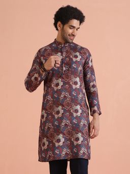 KISAH - Men Multi-Colour Printed Rayon Kurta