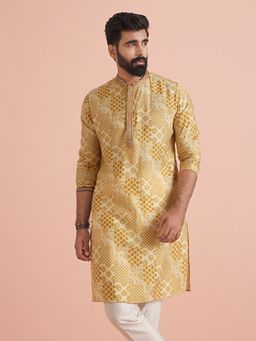 KISAH - Men Mustard Cotton Blend Kurta