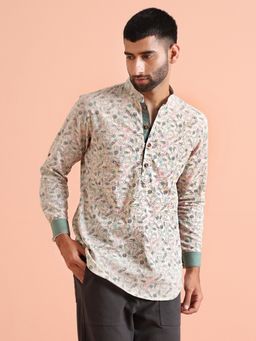 KISAH - Men Printed Cotton Blend Short Kurta