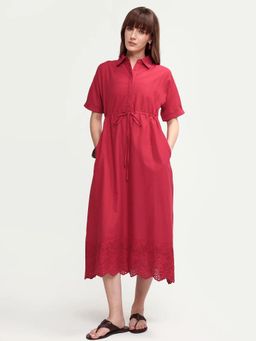 RAREISM - Red Placement Schiffli Midi Dress