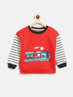 Nautinati - Boys Red Printed Polyester Sweatshirt