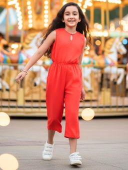 Uptownie - Red Girls Keyhole Jumpsuit