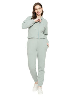 Madame - Full Sleeve Solid Sea Green Ensemble For Women (Set of 2)