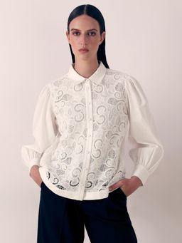 VERO MODA - Off White Lace Cotton Shirt