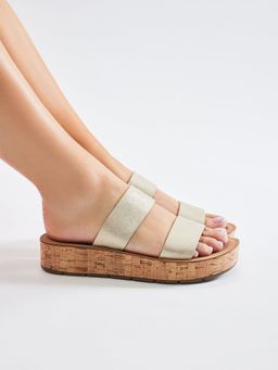 IRUSSH - Gold Cork Wedge Sandals