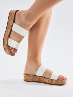 IRUSSH - White Cork Wedge Sandals