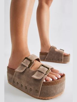 IRUSSH - Brown Strappy Flatform Sandals