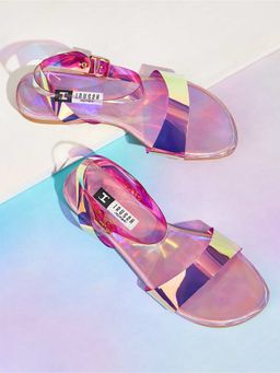 IRUSSH - Holographic Ankle Strap Sandals