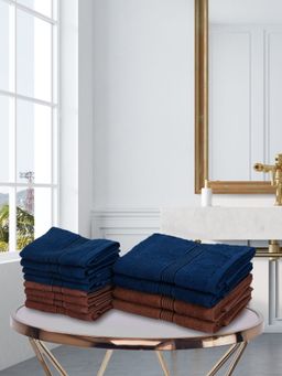 KOPA - 12Pc Quick Dry 100% Cotton Soft Terry Towel -4Pc Hand, 8Pc Face D'Ross Solid-Multi