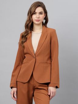 Latin Quarters - Women's Brown Solid Full Sleeve Casual Coat