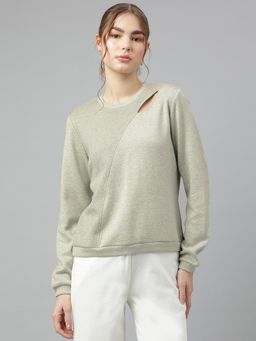 Latin Quarters - Women Green Solid Round Neck Casual Top