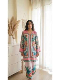 DEVRI - Women Gulnaar Crepe Printed Pink Co-Ord