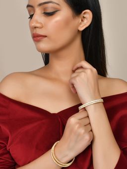 Voylla - Sparkling Elegance Cz Studded Gold Bangles (Pack Of 4)