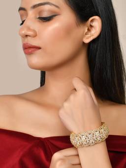 Voylla - Sparkling Elegance Royal Cutwork Gold Plated Bangle