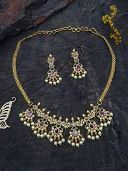 GRIIHAM - Premium Gold Plated Multi Colour Cz Jewellery Set