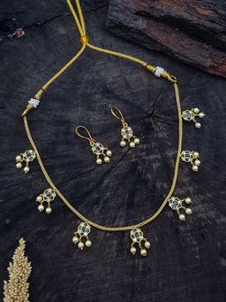 GRIIHAM - Gold Plated Cz Simple Floral Jewellery Set