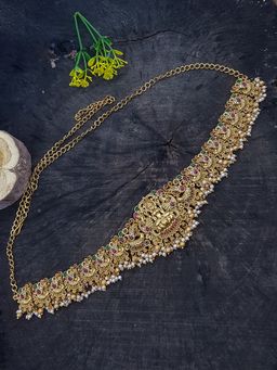 GRIIHAM - Gold Plated Laxmi Peacock Waist Belt
