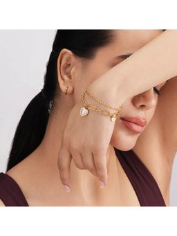 Palmonas - Heart And Disc Charm Dual Layer Bracelet For Women