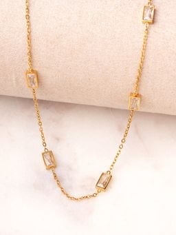 Palmonas - Gleaming Rectangle Station Waterproof And Anti-Tarnish Necklace