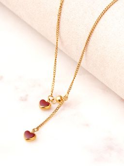 Palmonas - Twin Hearts Drop Waterproof And Anti-Tarnish Necklace