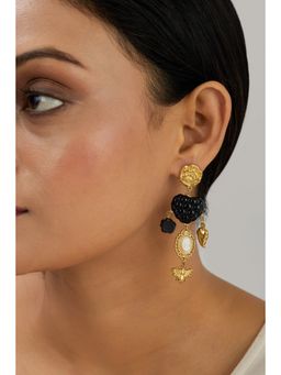 AMOSSH - Golden Rose Cameo Waterproof 18K Gold Plated Earrings