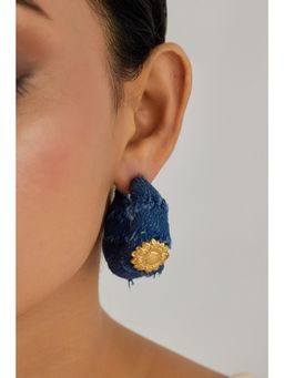 AMOSSH - Mysa Denim Flower Waterproof 18K Gold Plated Earrings