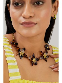 AMOSSH - Acetate Petal Waterproof 18K Gold Plated Necklace