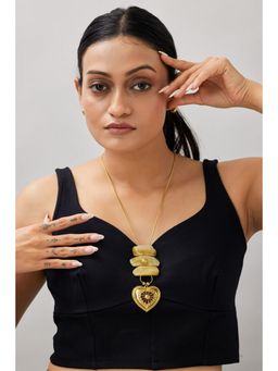 AMOSSH - Heart Finite Gemstone Long Waterproof 18K Gold Plated Necklace