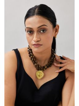 AMOSSH - Retro Heart Bead Waterproof 18K Gold Plated Necklace