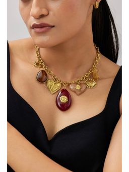 AMOSSH - Sunset Charm Waterproof 18K Gold Plated Necklace