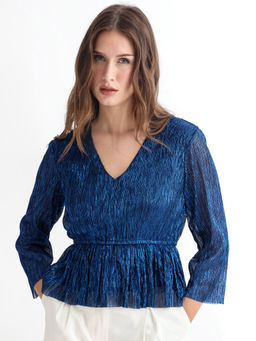 RAREISM - Odim Metallic Blue Solid Top