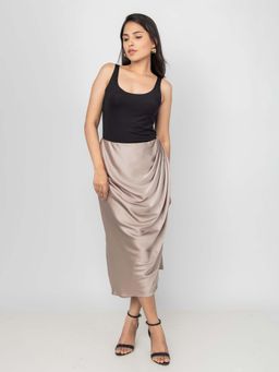 PRET PITAARA - Champagne Satin Gathered Skirt
