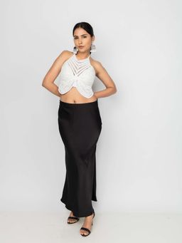 PRET PITAARA - Black Satin Fluid Skirt