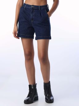 ONLY - Women'S Solid Regular Fit Blue Short